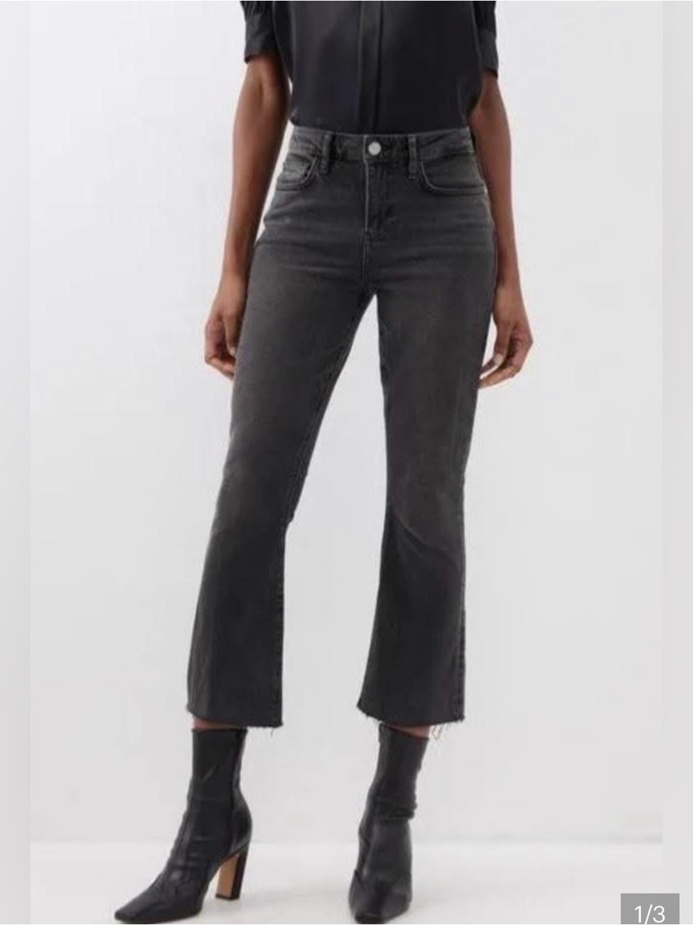 Frame Le One Crop Mini Boot Black Jeans